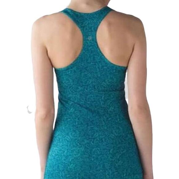 Lululemon Tank Top Women's Size 6 Curly Says Pattern Blue Tank Top - Picture 2 of 11